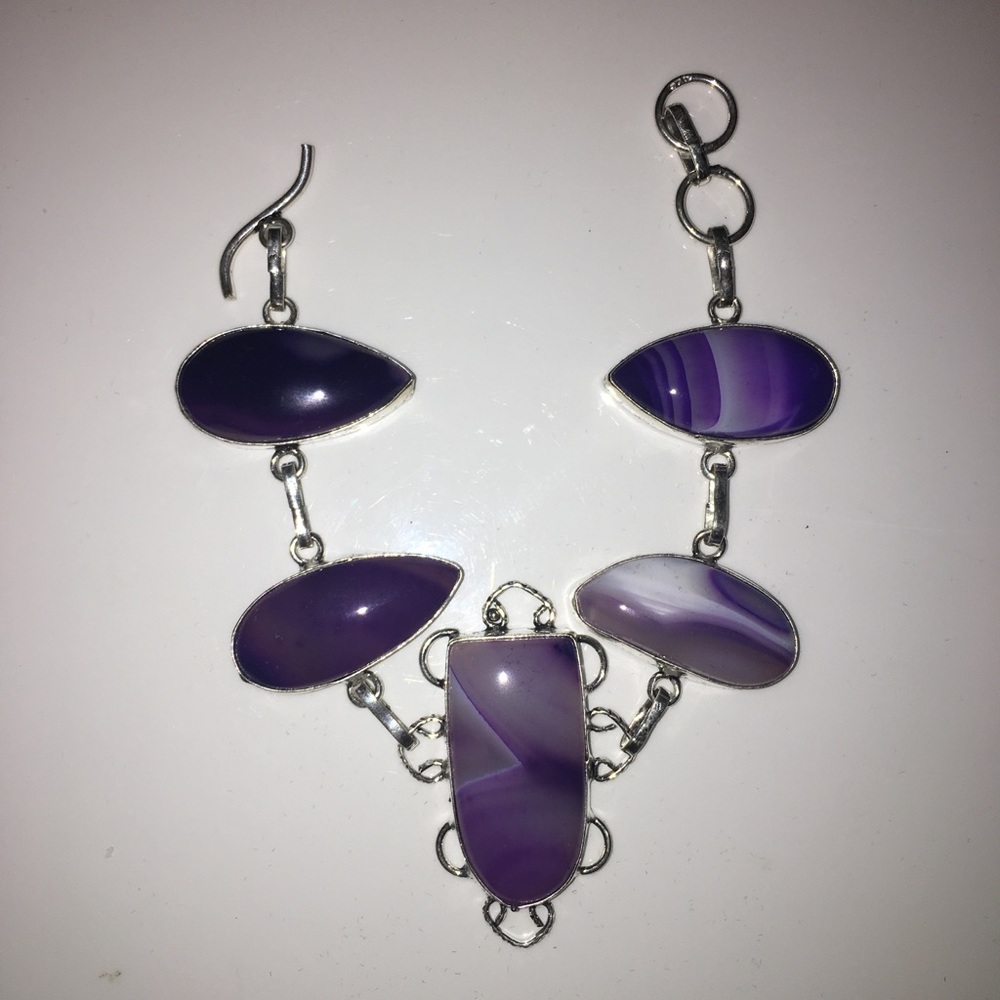 DEEP Purple BOTSWANA AGATE STERLING BRACELET 🆕